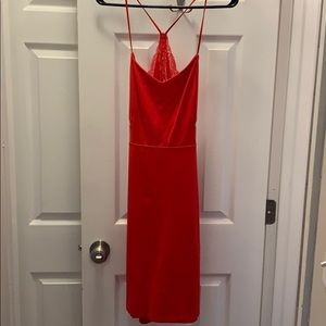 Express red bodycon dress with lace back